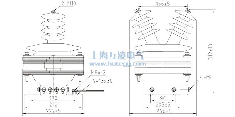 FDEG8放電線圈外形尺寸，F(xiàn)DGE8/11/&radic;3-1.7-1尺寸圖